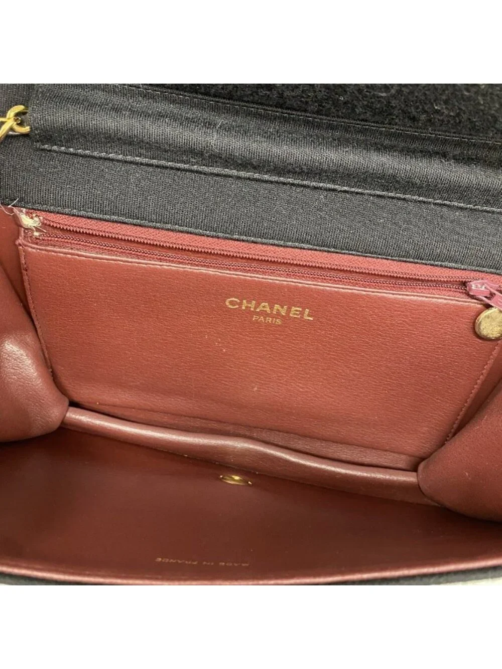 Chanel Shoulder Bag Quilted Jersey Black Gold